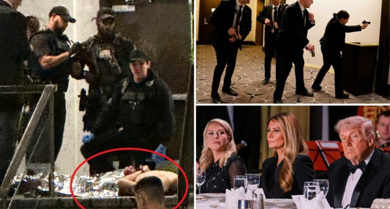 Trump rushed out of White House Correspondentsâ Dinner after shots fired outside ballroom, gunman down